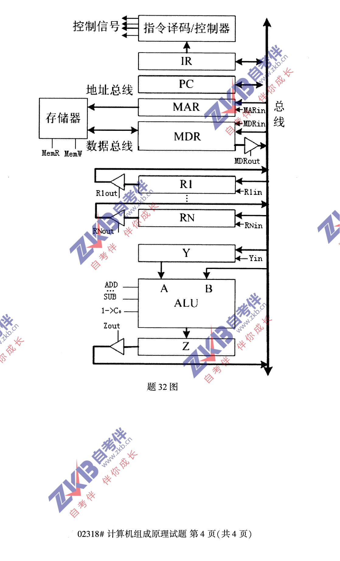 2021年10月福建自考02318计算机组成原理试卷